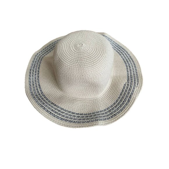 INC International Concepts Hat Womens Striped Beige Blue A001201 - Picture 1 of 2